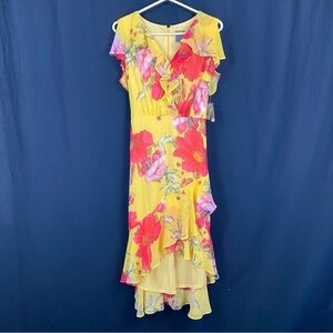 Taylor Yellow Floral High Low Dress